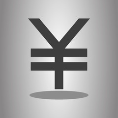 Yen simple icon vector with shadow. Flat desing