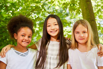 Three girls in the international kindergarten