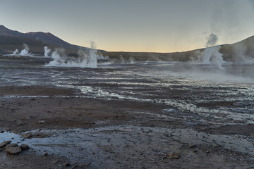 Obraz premium Tatio Geysers early morning at San Pedro de Atacama, Antofagasta 