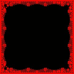 red frame with roses on black background