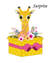 vector cute cartoon giraffe. Vector illustration