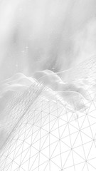 White abstract background. Hi tech network. Cyberspace grid. Outer space. Starry outer space texture. 3D illustration