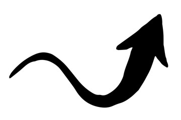 Ink arrow symbol hand painted with brush