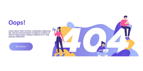 404 page not found error concept. Website under construction. Link to a non-existent page. Landing page template. Isolated modern vector illustration for website, banner, web banner, infographics