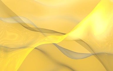 Abstract gold background. Beautiful backdrop with yellow waves. 3d illustration.