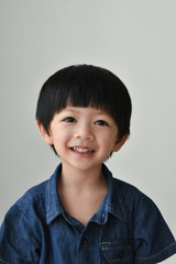 portrait image of happy asian boy smile face on white background