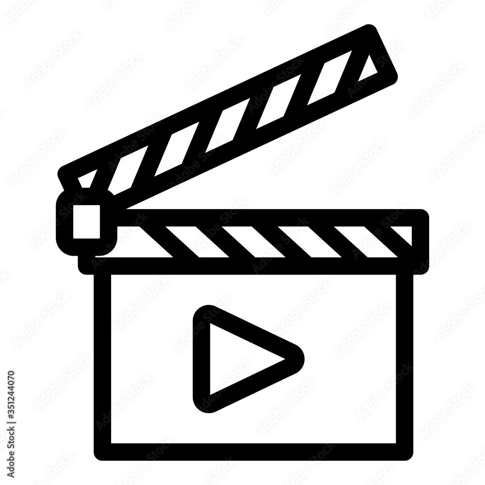 Poster video clapper icon. outline video clapper vector icon for web design isolated on white background
