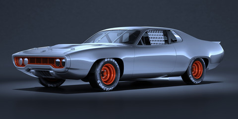 Fototapeta na wymiar 3D rendering of a brand-less generic car in studio environment