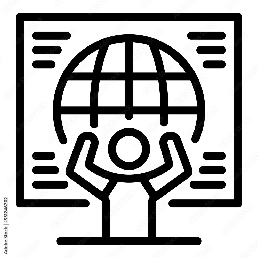 Poster global ecologist icon. outline global ecologist vector icon for web design isolated on white backgro