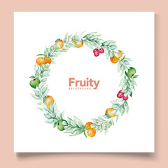 card with watercolor fruits theme