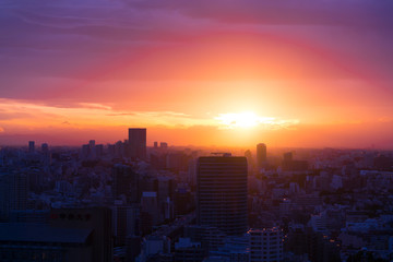 東京　夕日　新宿高層ビル街　水道橋　江戸川橋