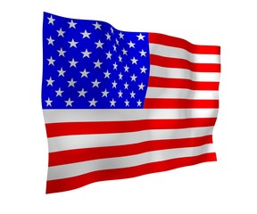 Fototapeta premium Waving flag of the United States of America. Stars and Stripes. State symbol of the USA. 3D illustration