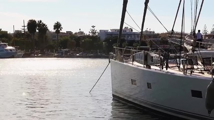 Boats in a beach yacht club on the Kos island in Greece, travel and leisure