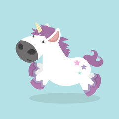 Cute cartoon unicorn illustration vector