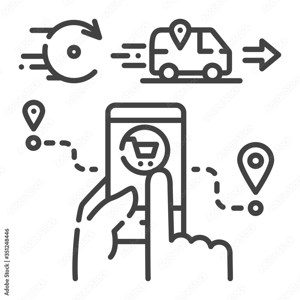 Poster online delivery service black line icon. express shipping. order tracking. sign for web page, app. u