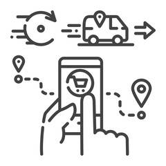 Online delivery service black line icon. Express shipping. Order tracking. Sign for web page, app. UI UX GUI design element. Editable stroke