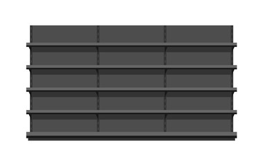 Black empty store shelves. Flat Style. isolated on white background