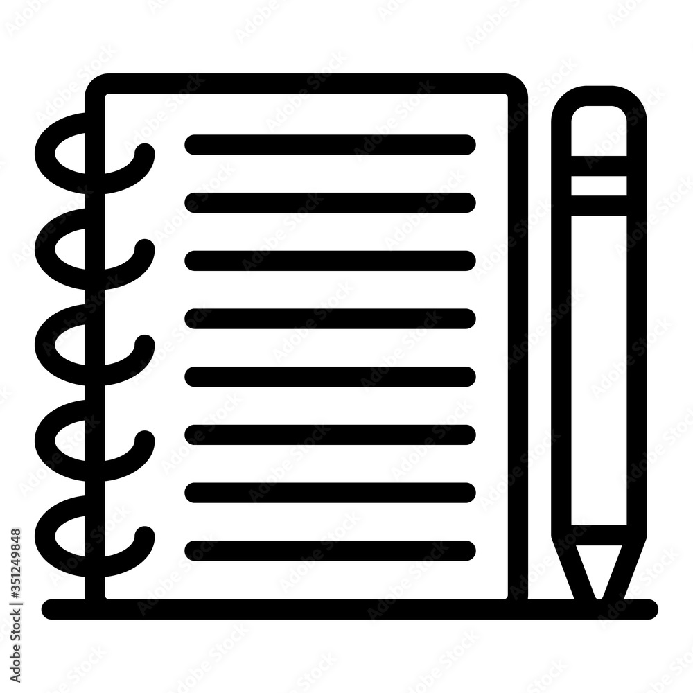Poster school notebook pencil icon. outline school notebook pencil vector icon for web design isolated on w