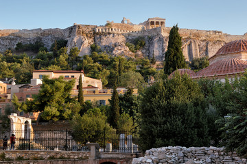 Athens, Greece, 08/11/2017 - Acropolis and its surroundings - view from the street