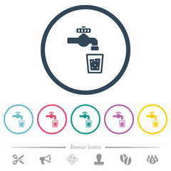 Drinking water flat color icons in round outlines