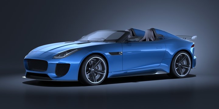 3D rendering of a brand-less generic 
convertible concept car in studio environment