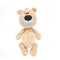 Knitted teddy bear amigurumi. Handmade. Isolated on white