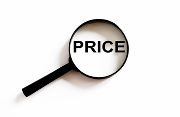 Magnifier with text Price on the white background