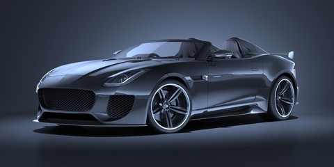 Obraz na płótnie Canvas 3D rendering of a brand-less generic convertible concept car in studio environment