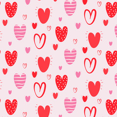 Pattern of vector illustrated heart icons