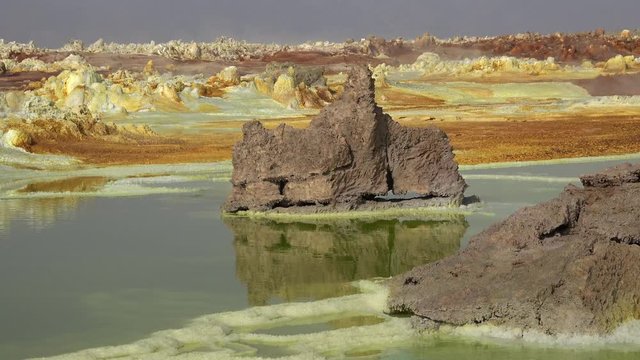 Volcanic lake in the Desert in Ethiopia