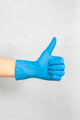 
hands in medical gloves show like