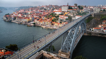 The bridge Dom-Luis seen from a street of the old Porto.
