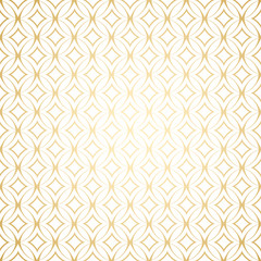 Linear gold art deco simple seamless pattern with round shapes, white and gold colors