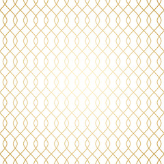 Luxury golden art deco linear simple seamless pattern, white and gold colors