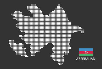 Azerbaijan map design white square, black background with flag Azerbaijan.