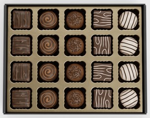 Realistic 3D Render of Chocolate Box