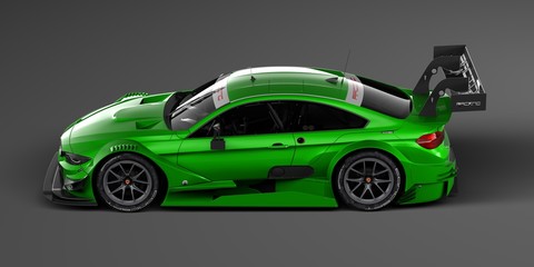Plakat 3D rendering of a brand-less generic concept racing car in studio environment