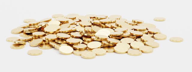 Realistic 3D Render of Pile of Coins