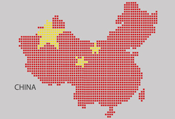 China map design flag China square, white background.