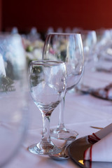 empty glasses on an elegant table of an event