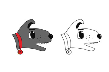 Funny little dog. Copy the image. Coloring book for the little ones. Educational game for children. Cartoon vector illustration