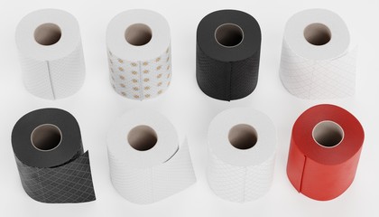 Realistic 3D Render of Toilet Papers Set