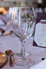 empty glasses on an elegant table of an event