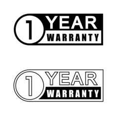 One year Warranty stamp icen vector set on white background. 
