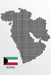 Kuwait map design square with flag Kuwait.