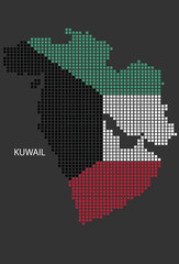 Obraz premium Kuwait map design flag Azerbaijan square, black background.