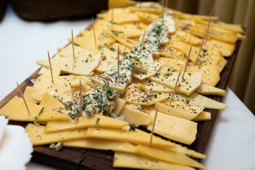 
table of fiembres presented in tables and sources in a banquet with variety of sausages and...