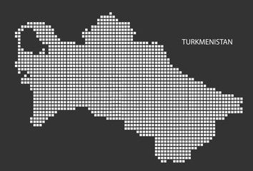 Fototapeta na wymiar Turkmenistan map design white square, black background with flag Turkmenistan.