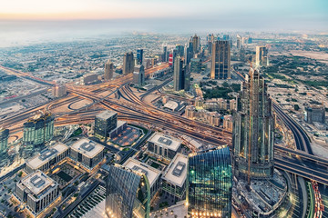 Dubai city at sunset