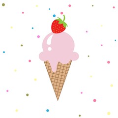summer fruit ice cream vector, colorful illustration